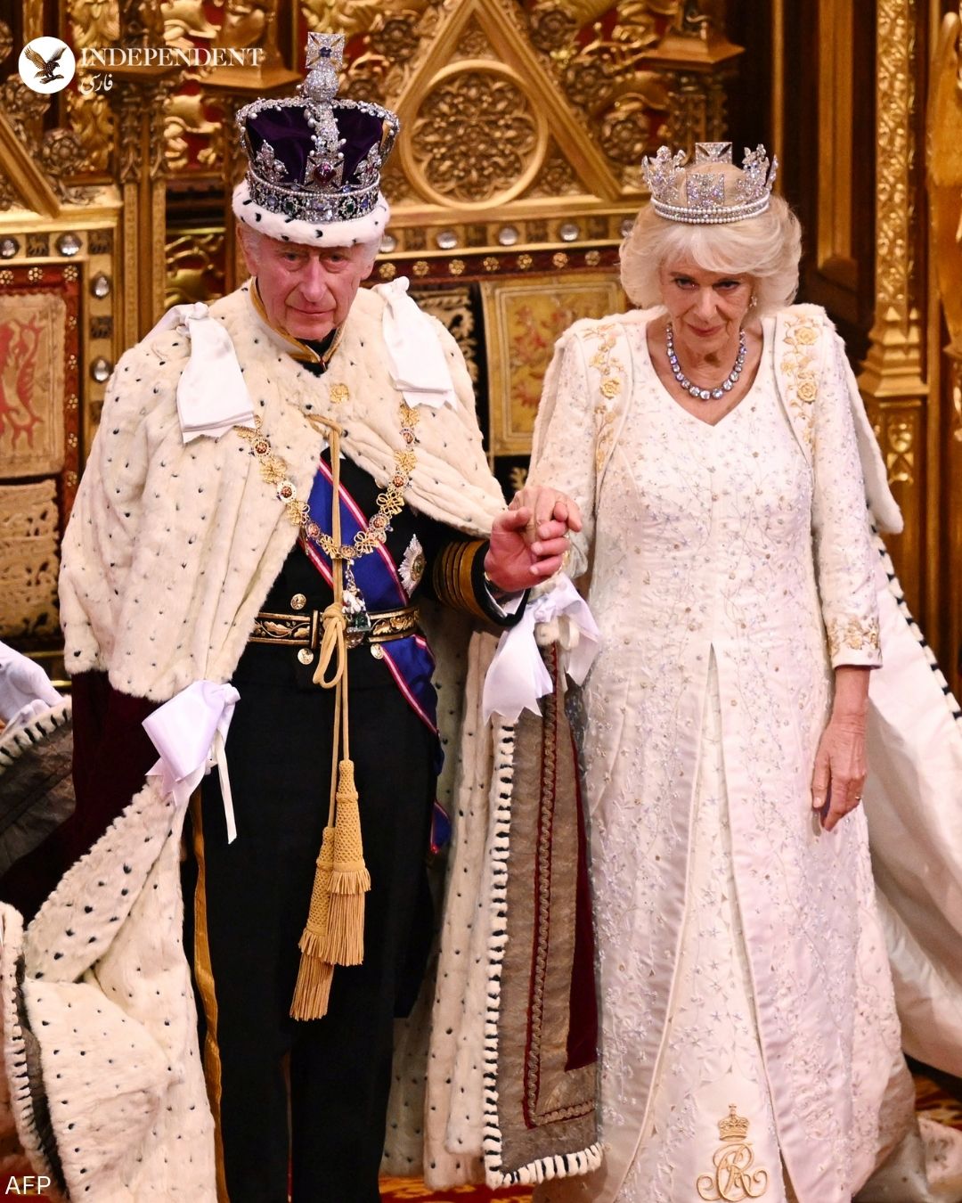 شاه چارلز و ملکه کامیلا در مراسم گشایش پارلمان بریتانیا .jpg